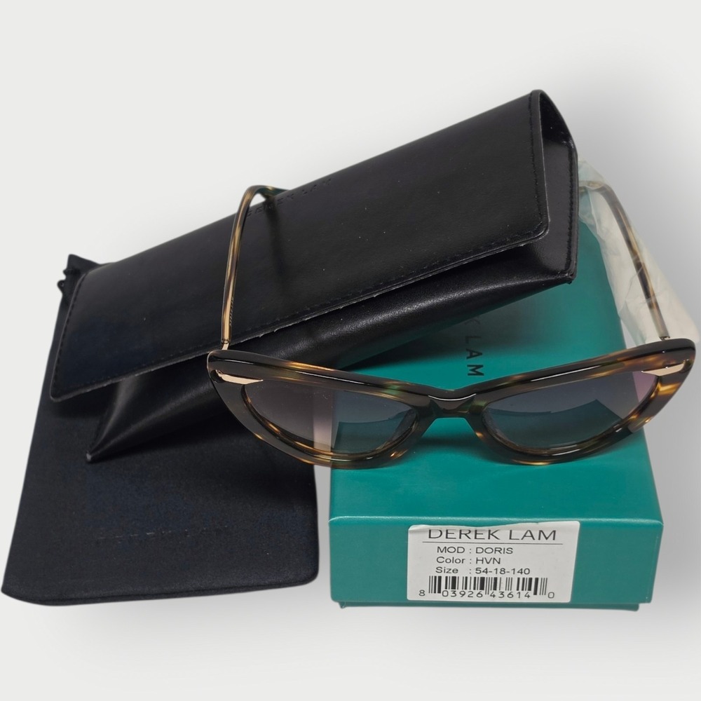 Derek Lam Doris Havana Womens Sunglasses Cat Eye Tortoise Style Frame NEW BOX